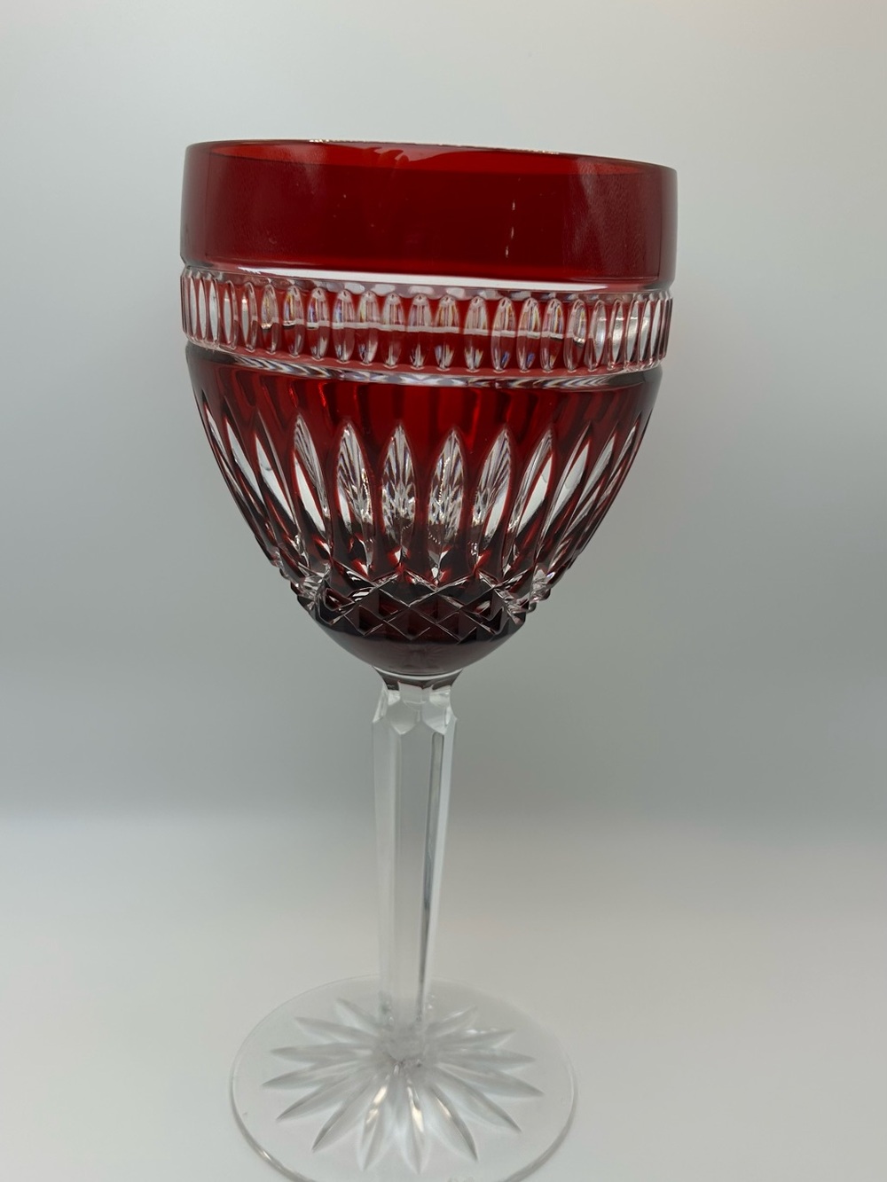 Set of 8 Waterford Crystal Clarendon Ruby Red Wine Hock Glasses - Picture 7 of 14